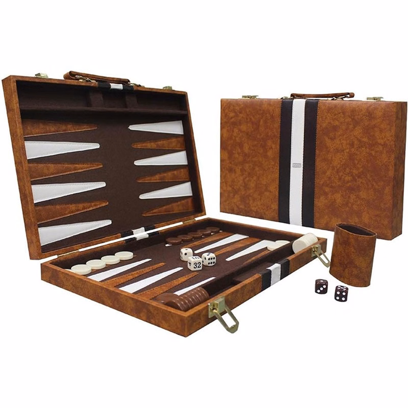 Portable Classic Wooden Box Shaped Backgammon Set