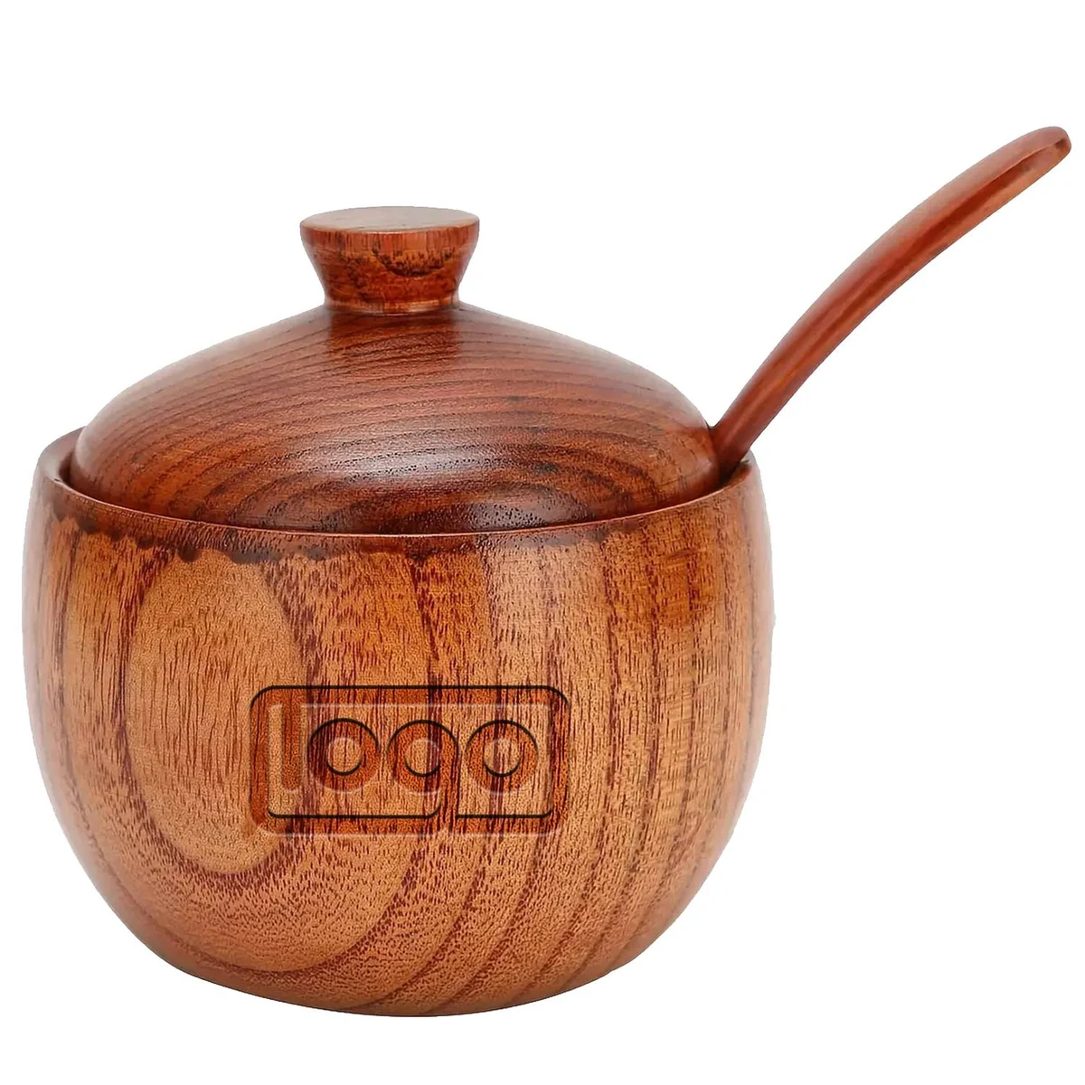 Solid Wood Spice Jar w/ Spoon 1