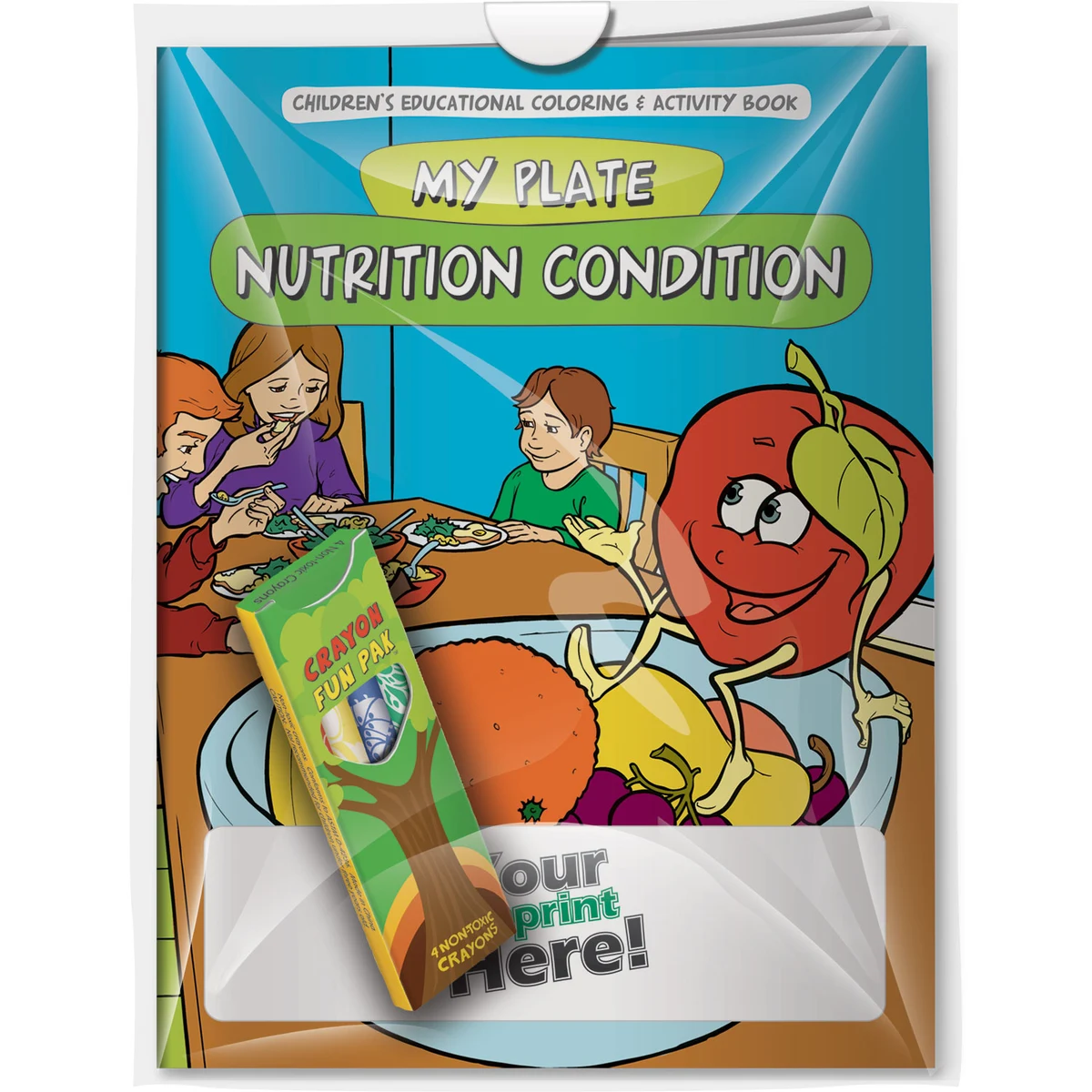 Combo Pack - CB1083 Coloring Book & 4-Pack of Crayons (Imprinted) in a Poly Bag 1