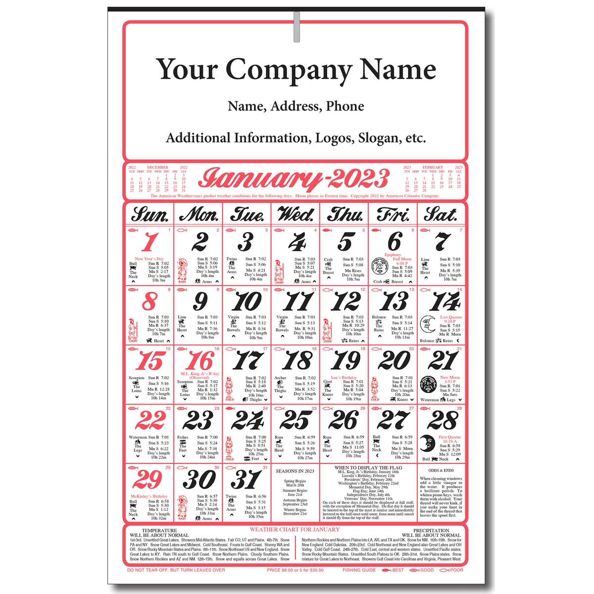Almanac 12 Month Wall Calendar 1