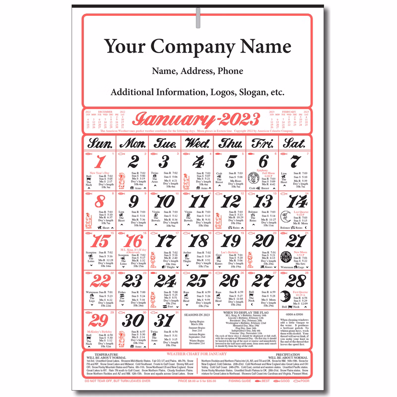 Almanac 12 Month Wall Calendar