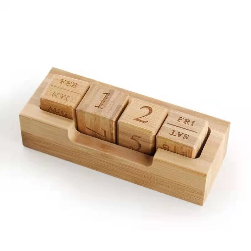 Bamboo Wood Calendar Blocks on Tray 1