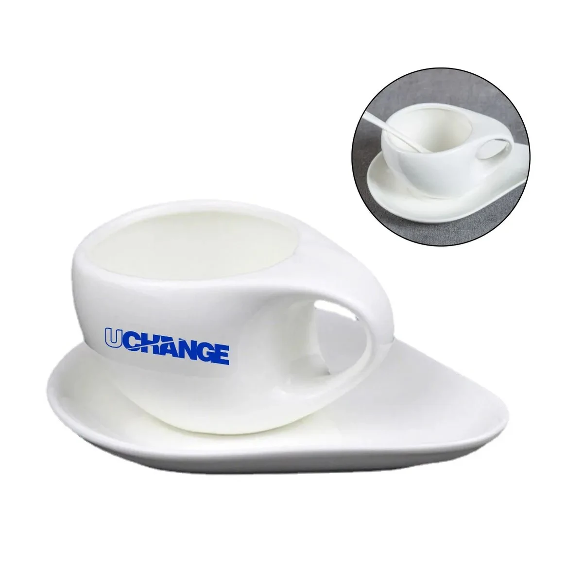 6.8 Oz. Ceramic Coffee Cup With Thumb-Hole Handle 1