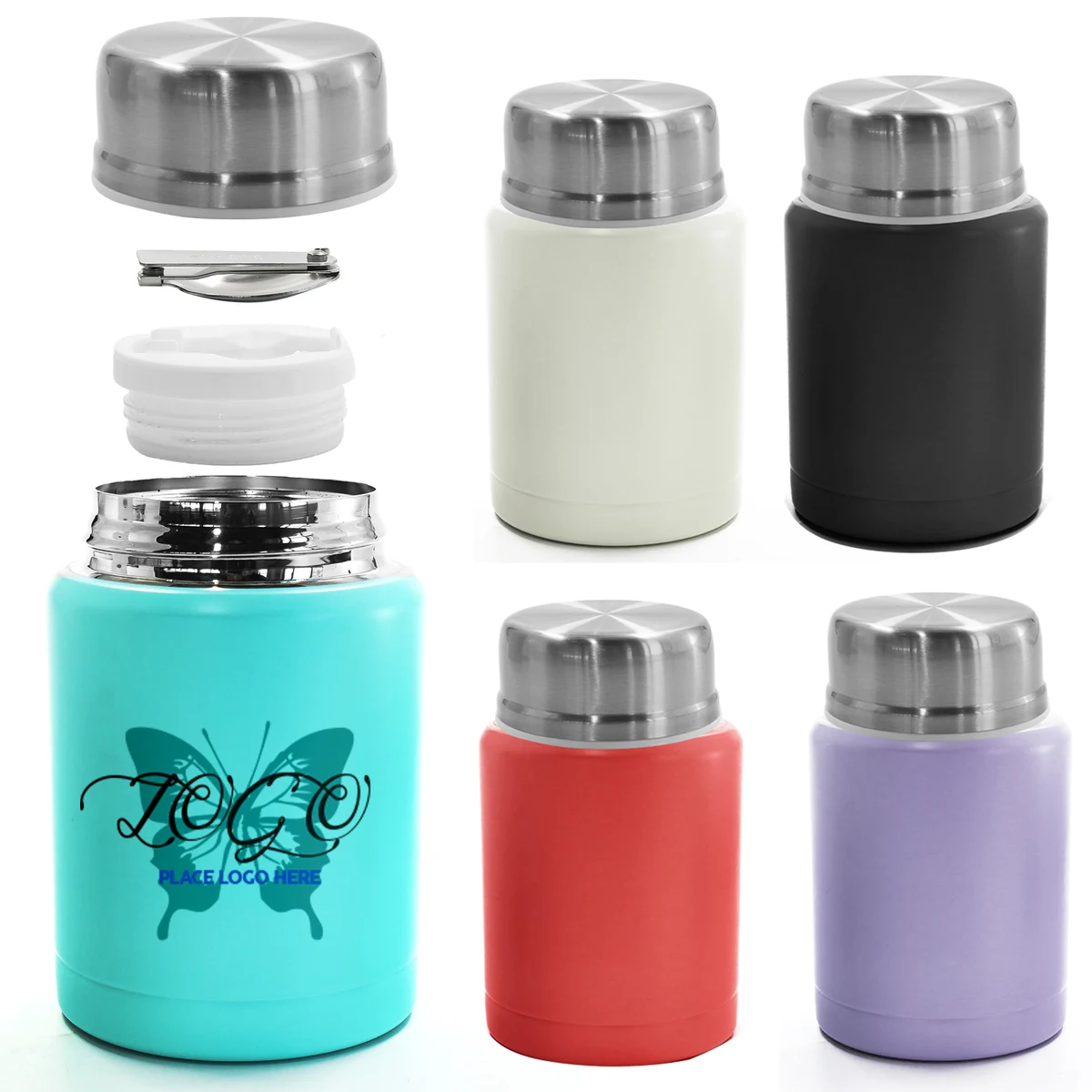 16.9 Oz 304 Stainless Steel Double-Layer Vacuum Insulated Cups With Spoon 1