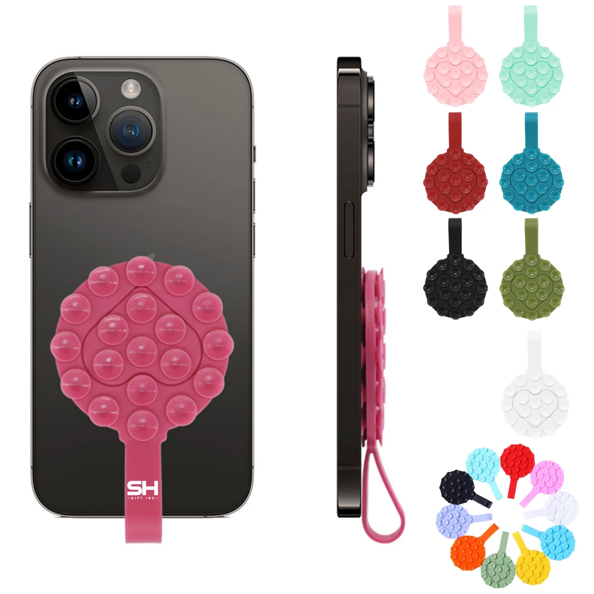Round Double Sided Silicone Suction Cup Phone Grip Mount 1
