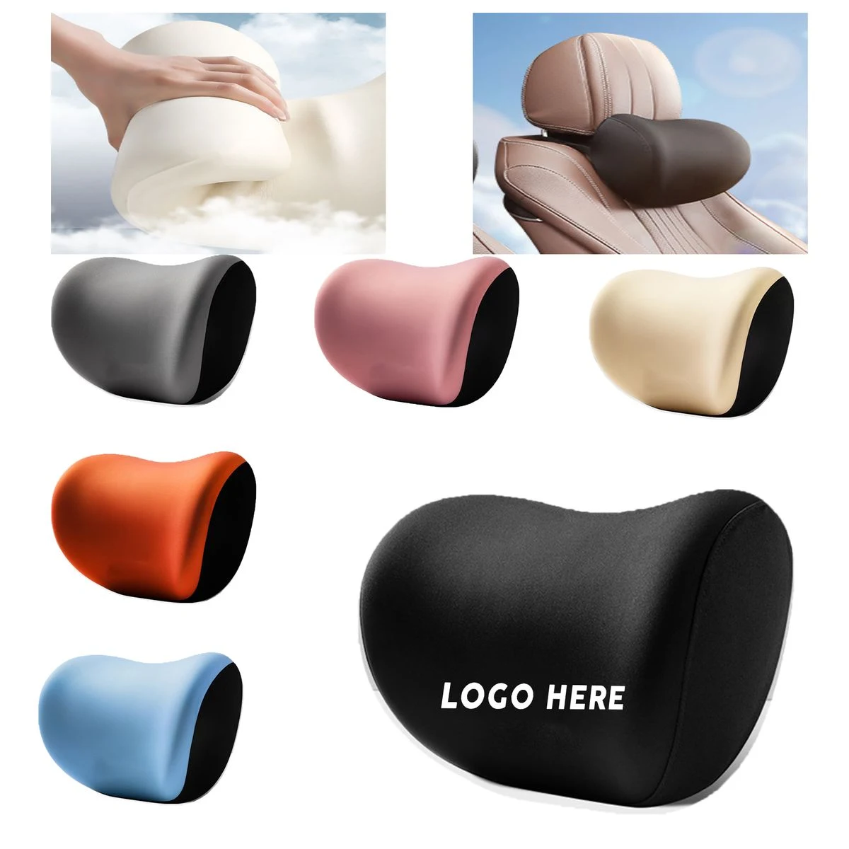 Premium Brushed Fabric Memory Foam Car Neck Pillow 1
