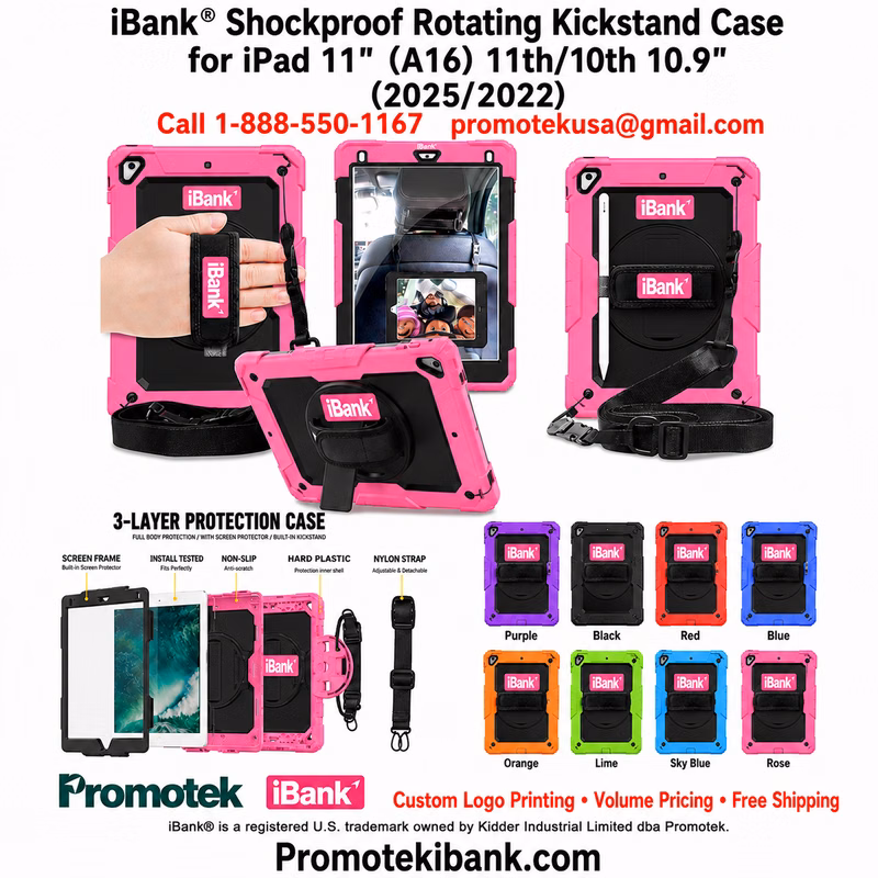 iBank ® Shockproof Rotating Kickstand Case for iPad 11" (A16) 11th/10th 10.9" (2025/2022)