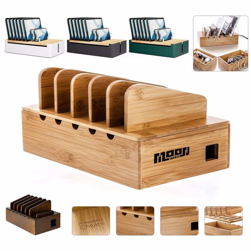 Natural Bamboo Charging Station Rack