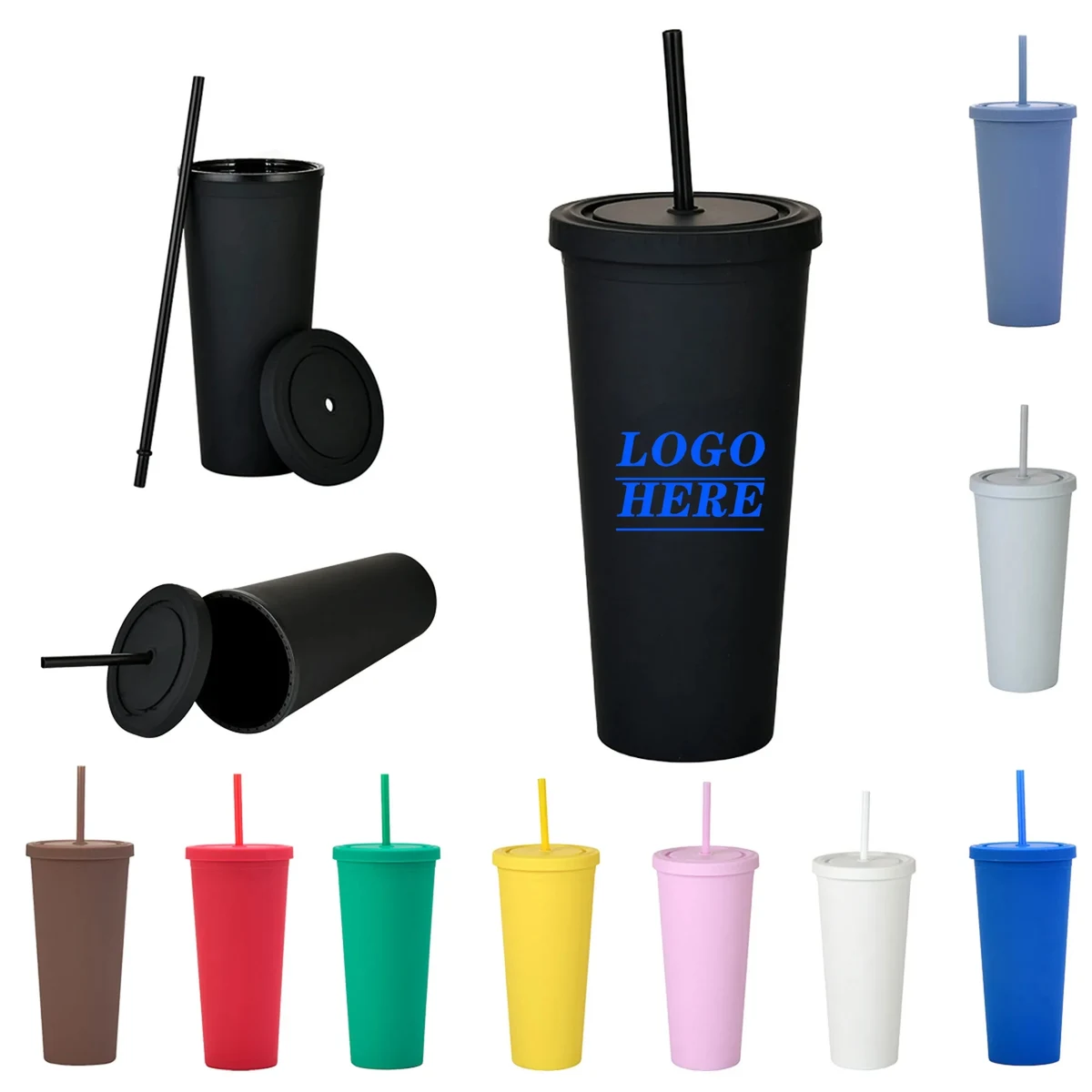 24oz Double Layer Bottle With Lid And Straw 1