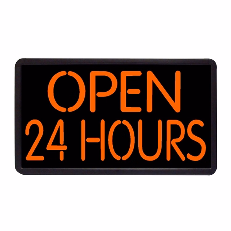 Open 24 Hours Sign Open Sign 13" x 24" Simulated Neon Sign