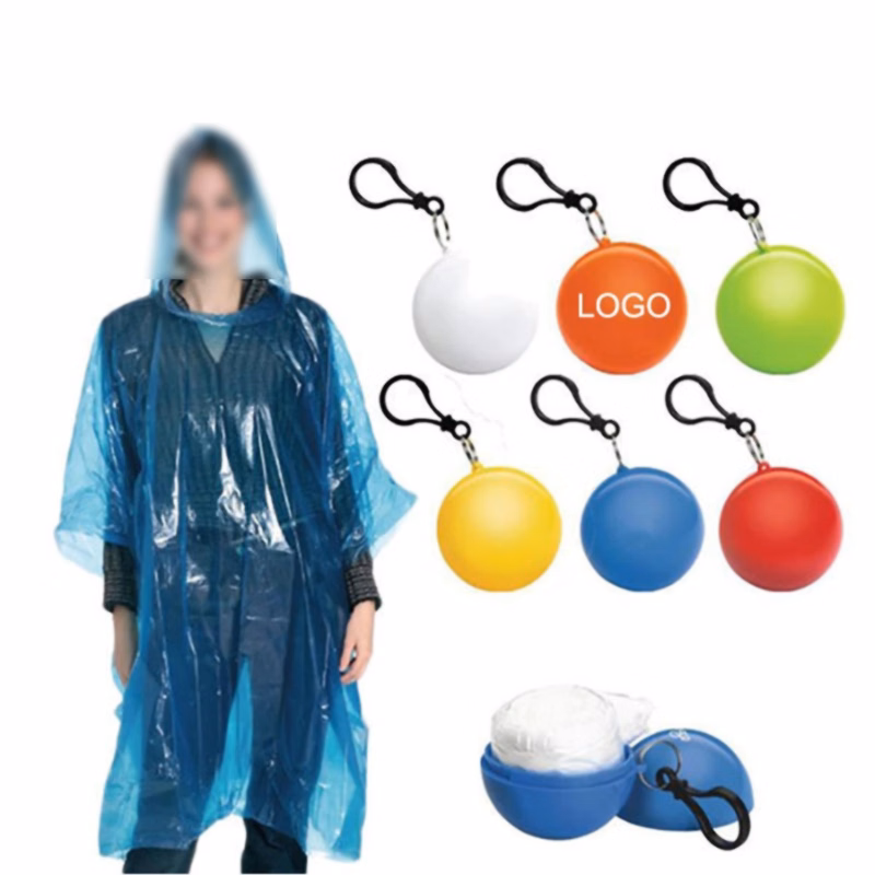 Disposable Rain Ponchos With Ball Shape Case