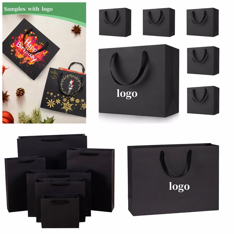 Black Large Paper Gift Bags With Handles