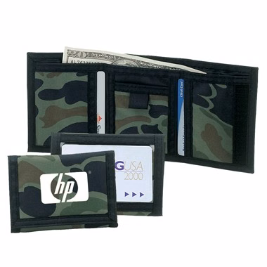 420D Nylon TriFold Wallet with Clear Pocket
