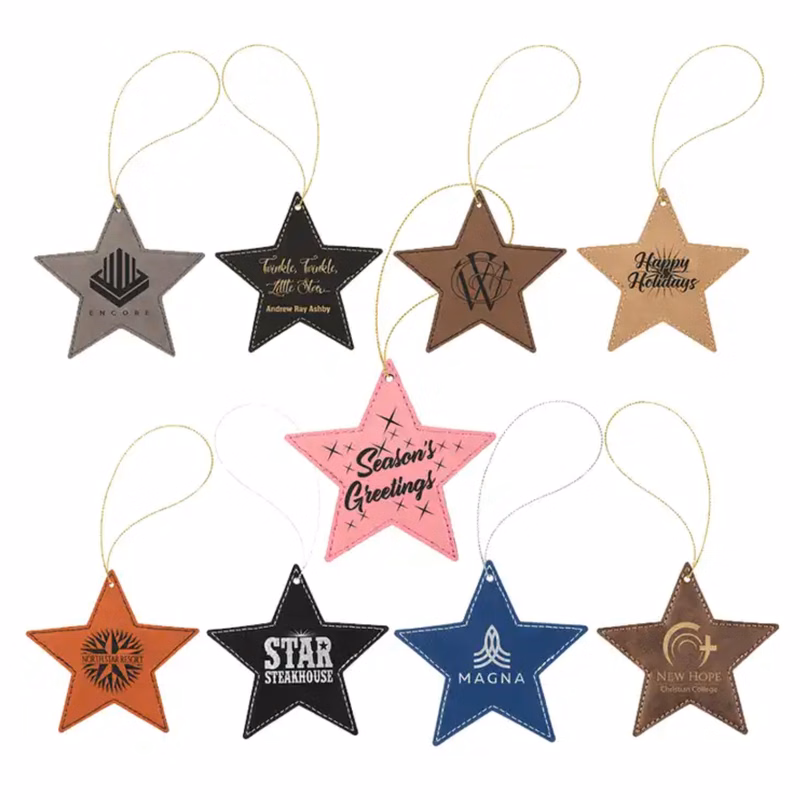 Leather Star Shaped Ornament with String