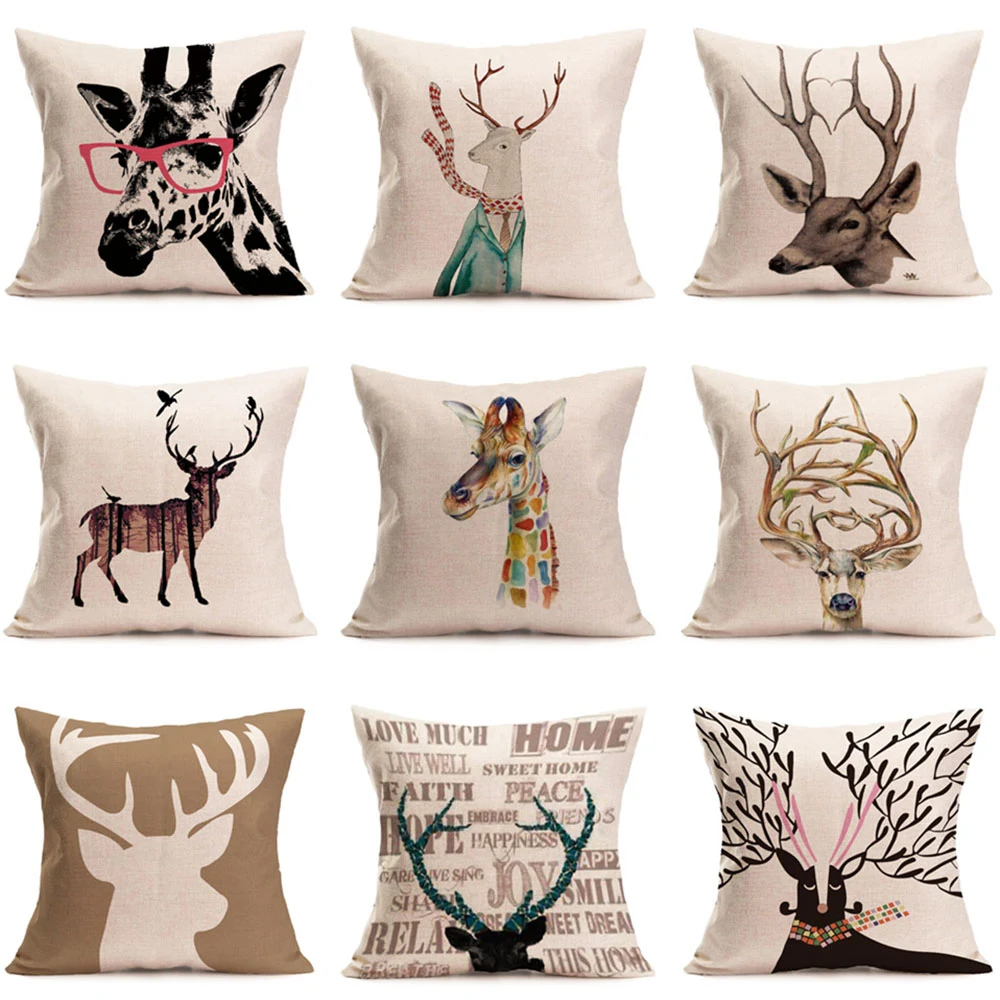 Linen Square Throw Pillow Case Decorative Cushion Cover Pillowcase 17.7"x 17.7" 1