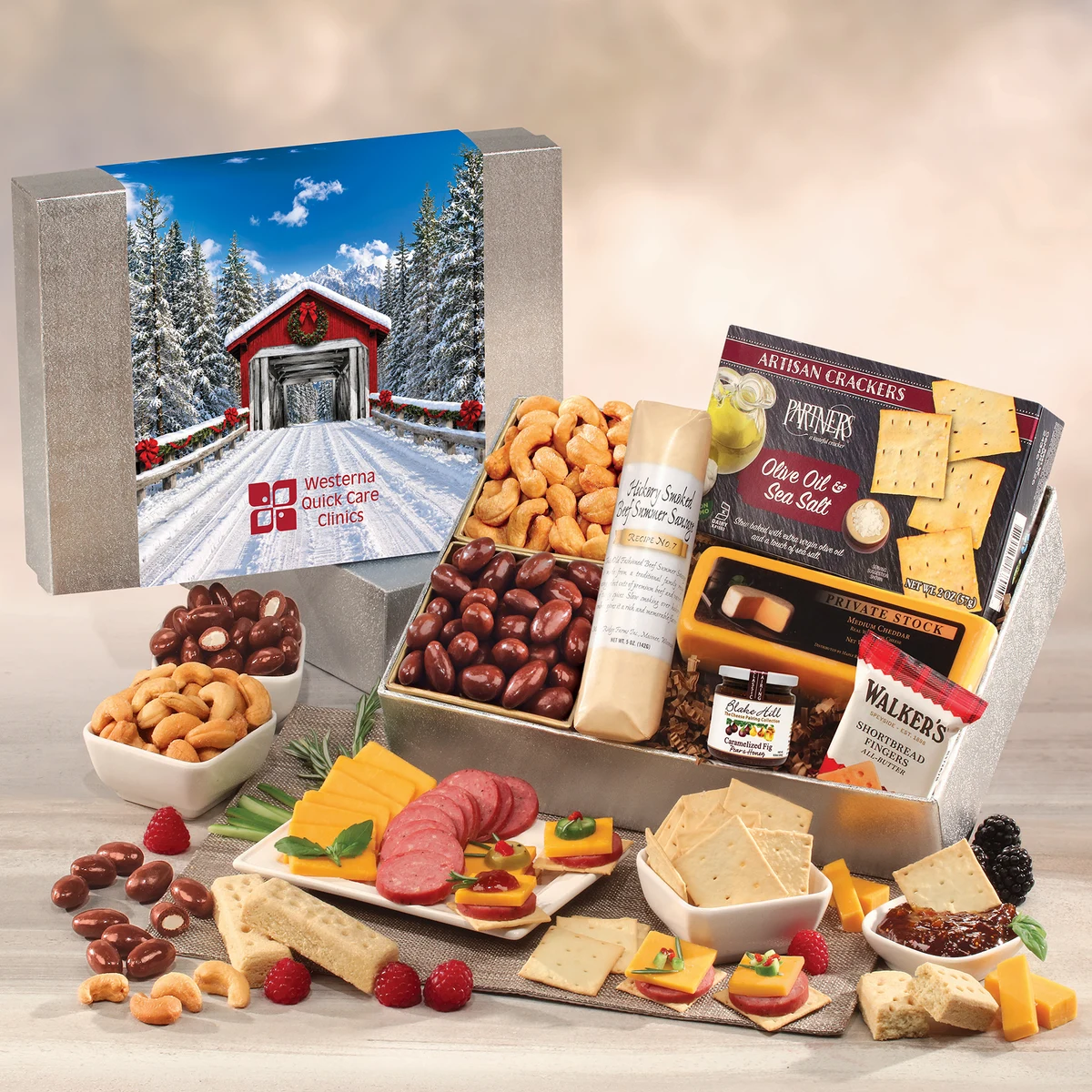 Snacking Smorgasbord with Snow-covered Bridge Sleeve 1