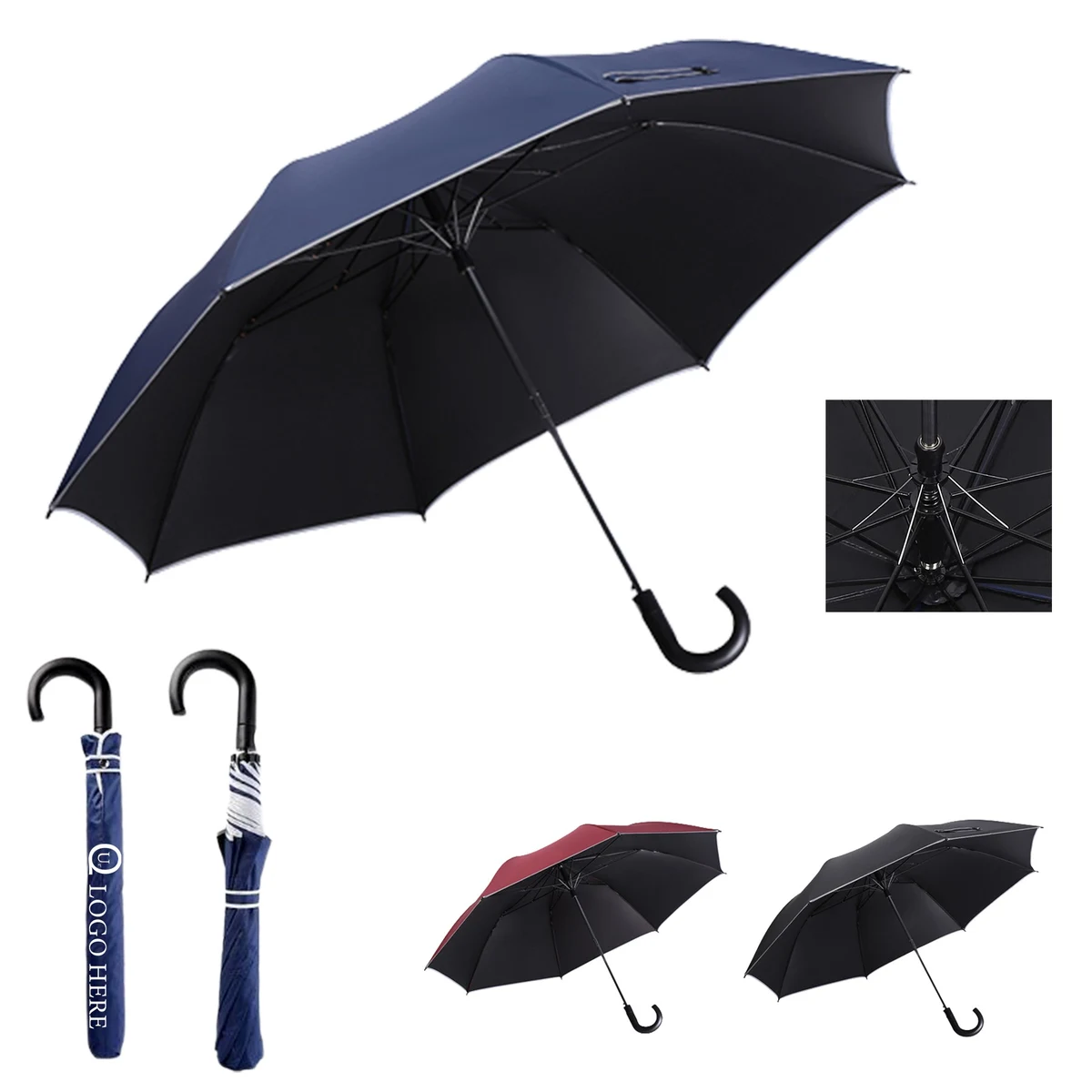 24-Inch Two-Fold Semi-Automatic Golf Folding Umbrella 1
