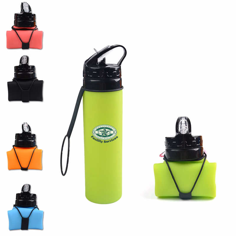 21oz silicone Collapsible hiking water bottle