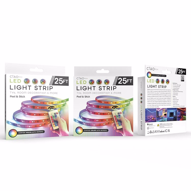 Adhesive LED Light Strips - Remote Control 25'