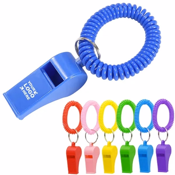 Promotional Whistle Coil Keychains