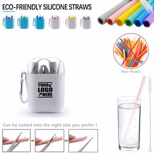 Portable Foldable Silicone Straw With Carabiner Attachment