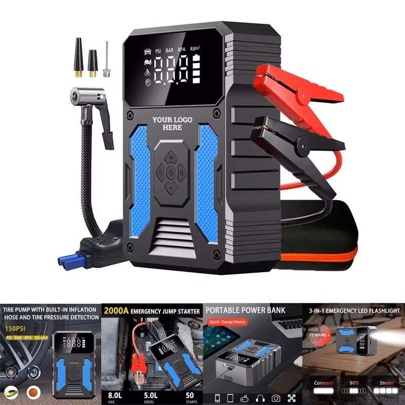 150PSI 2000A Car Battery Jump Starter With Air Compressor