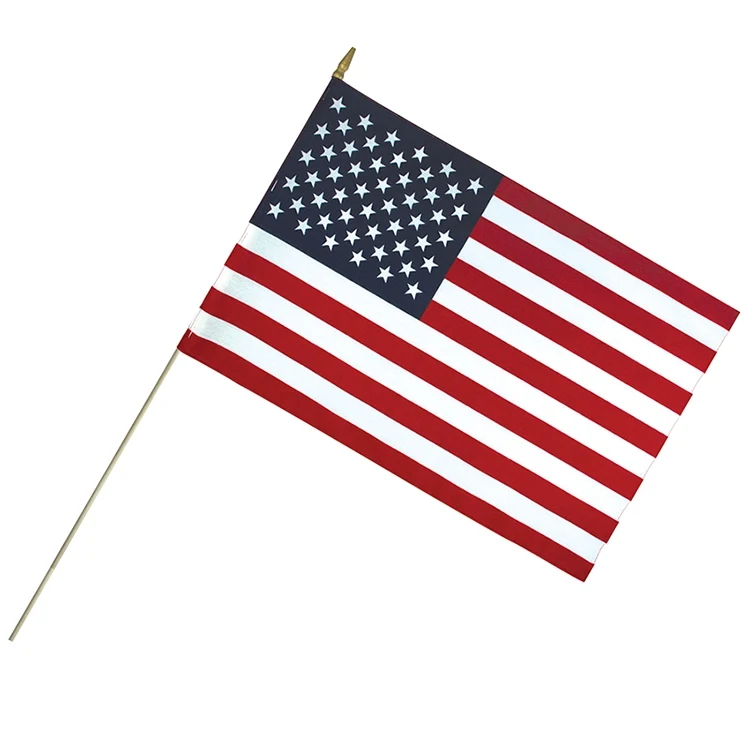 24" x 36" Lightweight Cotton US Stick Flag with Spear Top on a 50" Dowel 1