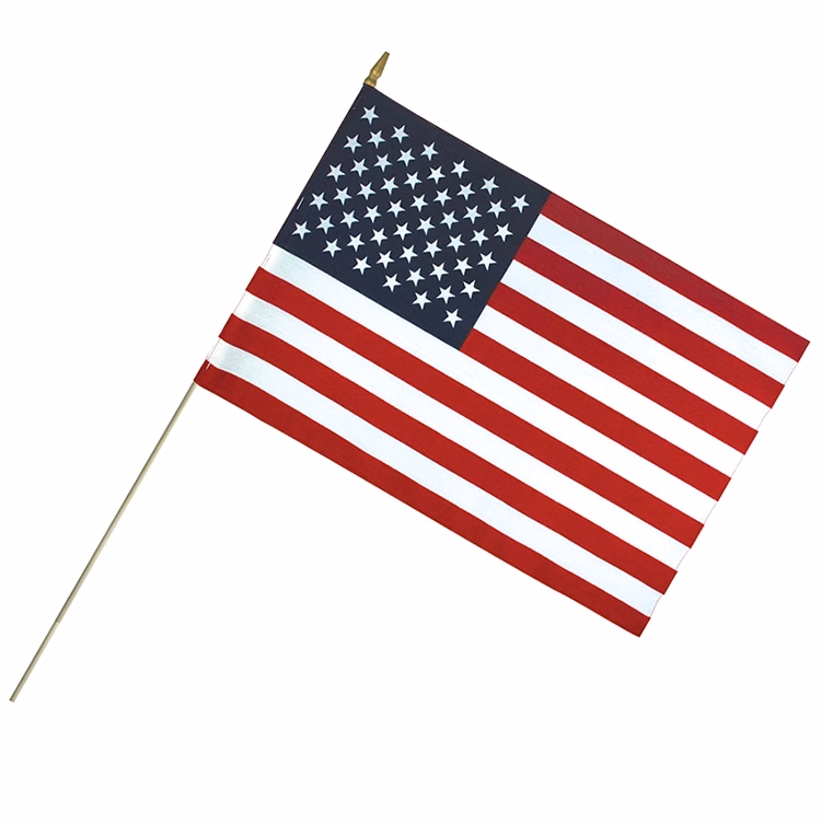24" x 36" Lightweight Cotton US Stick Flag with Spear Top on a 50" Dowel