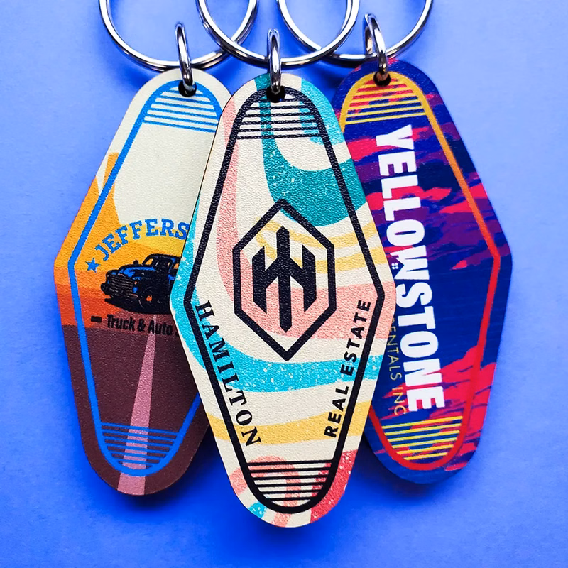 1/4" Vintage Recycled Wood Motel keychain Hotel Key Tag