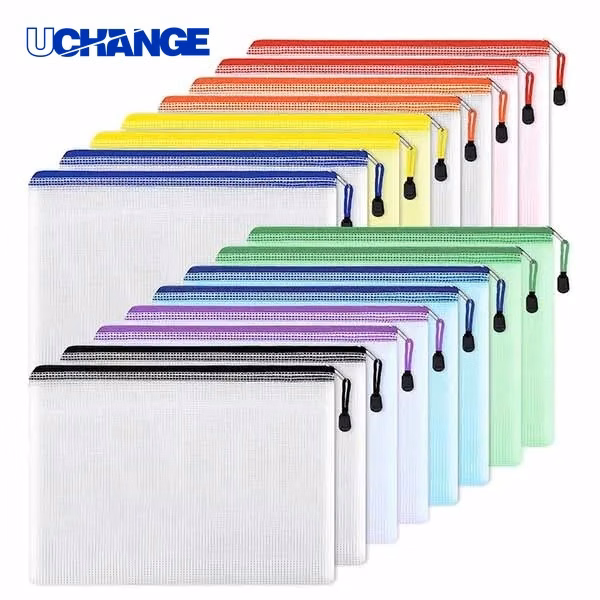 Plastic Zipper Pencil Pouch Transparent File Organizer