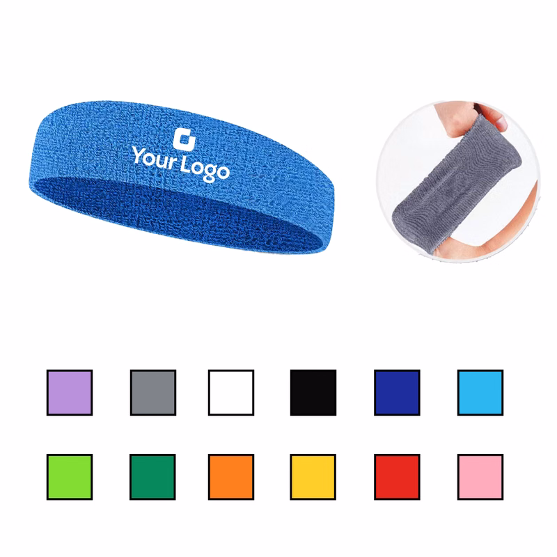 Custom Logo Terry Towel Sports Sweatband Headband