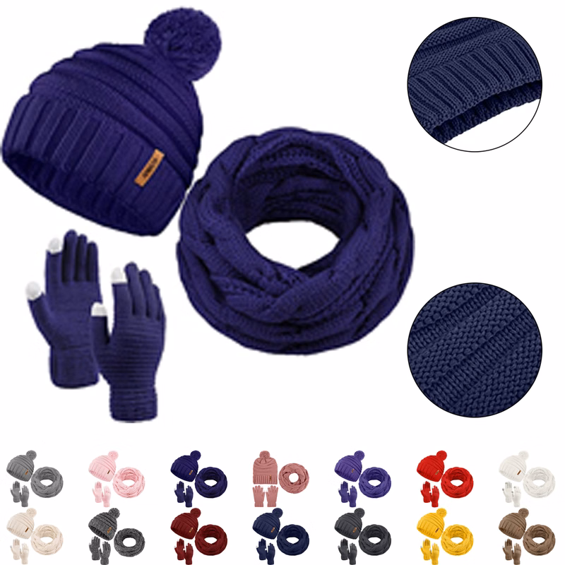 Unisex Knitted Scarf Beanie Hat