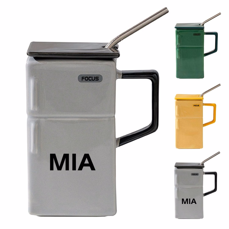 18.5oz Refrigerator straw ceramic cup