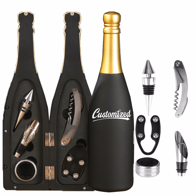 Champagne Bottle 5-Piece Wine Tool Set with Gift Case