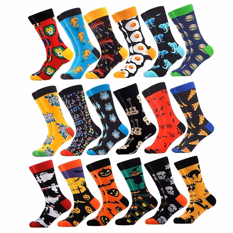 Jacquard Custom Cotton Crew Socks Gift MOQ 50pairs