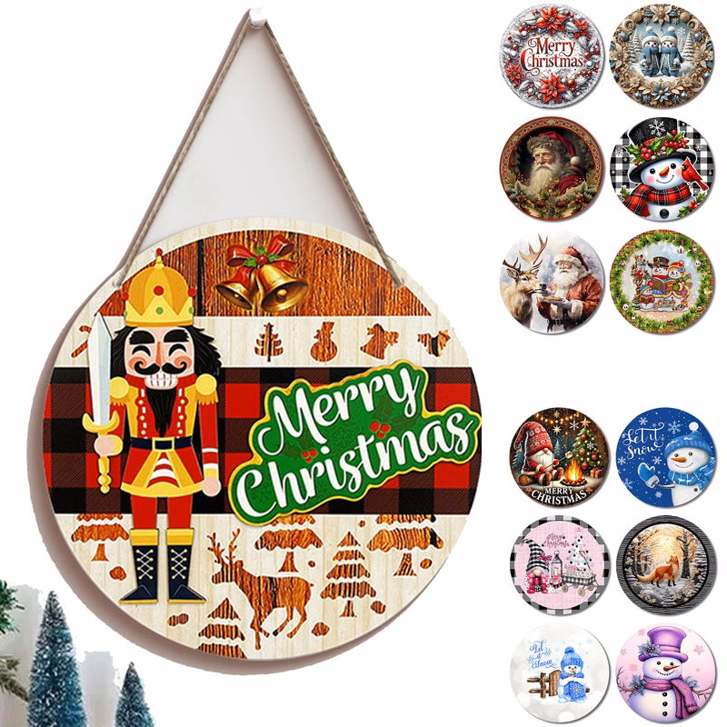 11.8in Round Custom Holiday Ambiance Door Sign For Festive Home And Commercial Decoration
