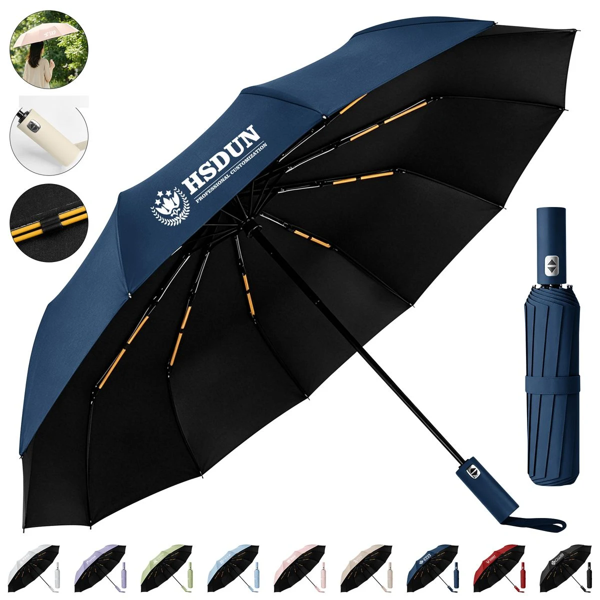 24 Ribs Automatic Folding Umbrella 1