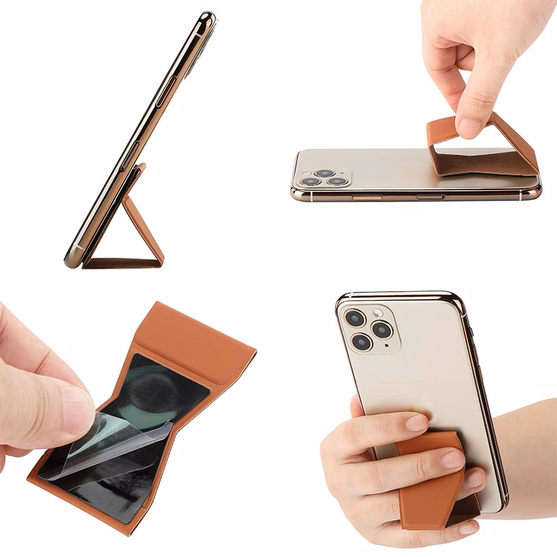 PU Leather Functional Cell Phone Grip Stand