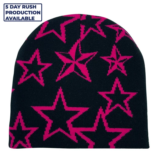 Star Pattern Stretch Beanie with Custom Logo 1