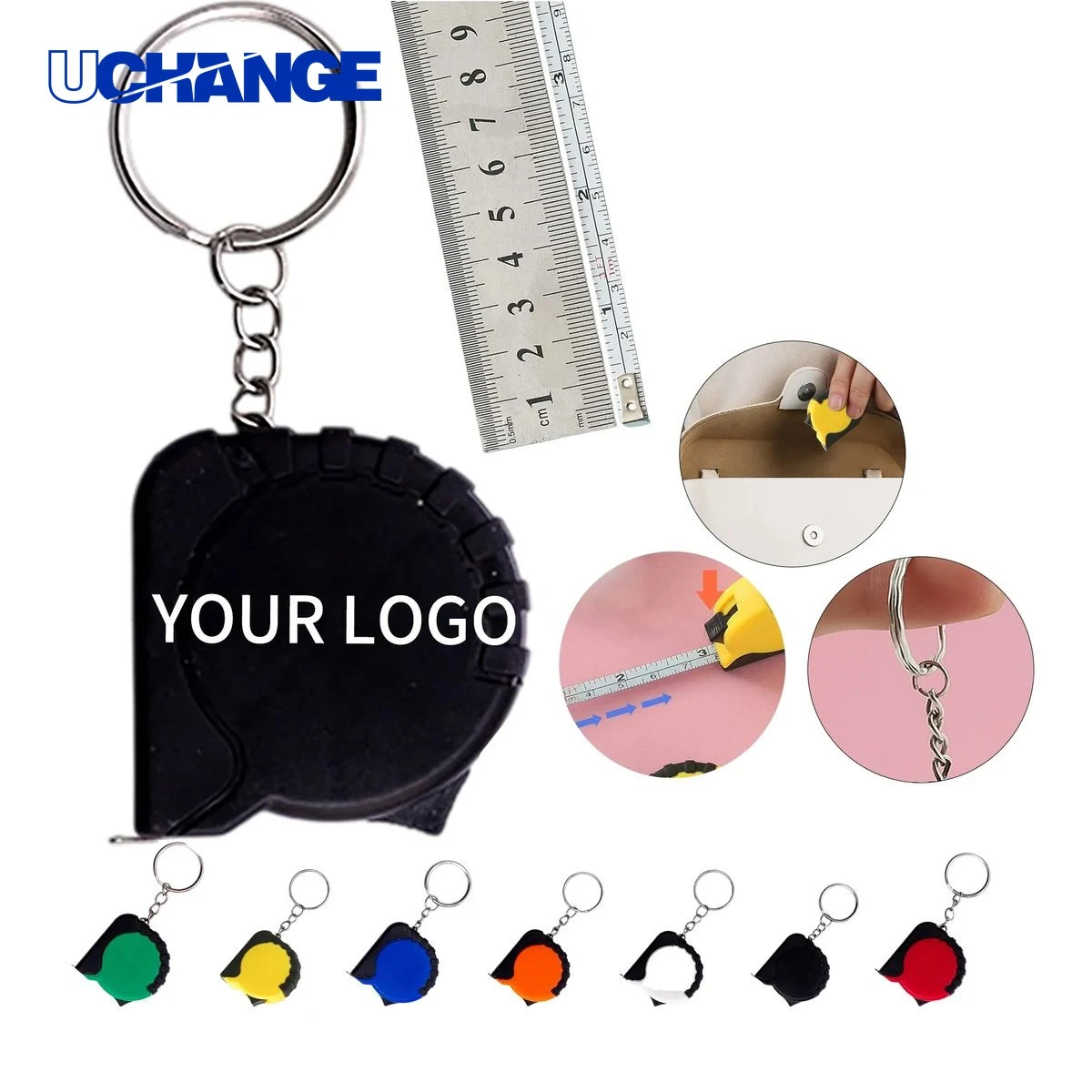 Tape Measure Keychain Tool 1.55 Inch with Retractable Steel Tape 1