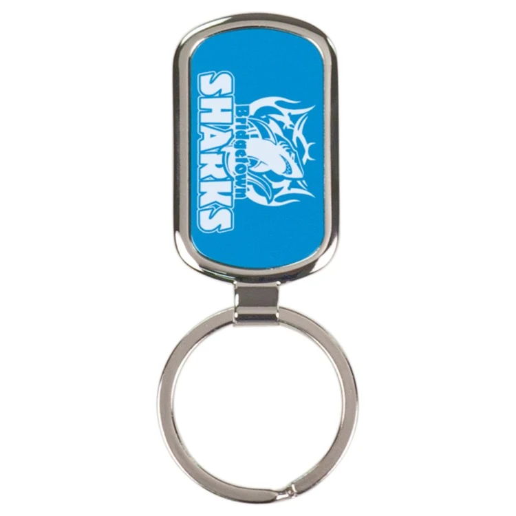 Blue Rectangular Engraved Key Ring 1