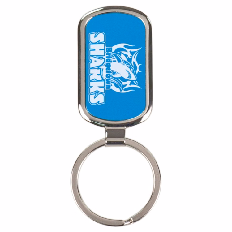 Blue Rectangular Engraved Key Ring