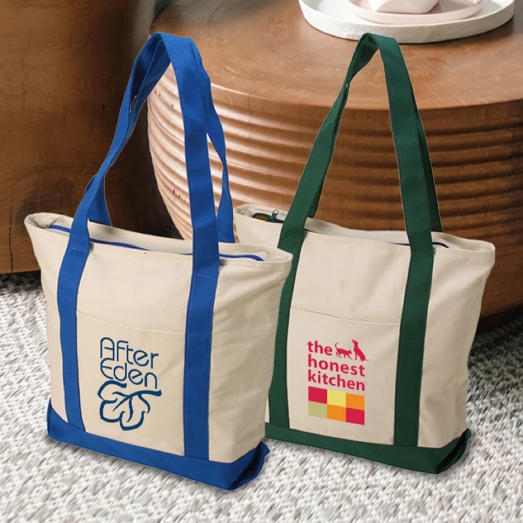 Cotton Boat Zip Tote, custom tote bag with logo imprint 1