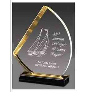 6" x 7-1/2" Gold Reflection Sail Acrylic Award 1