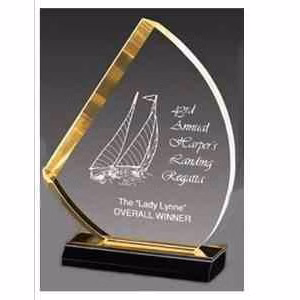 6" x 7-1/2" Gold Reflection Sail Acrylic Award