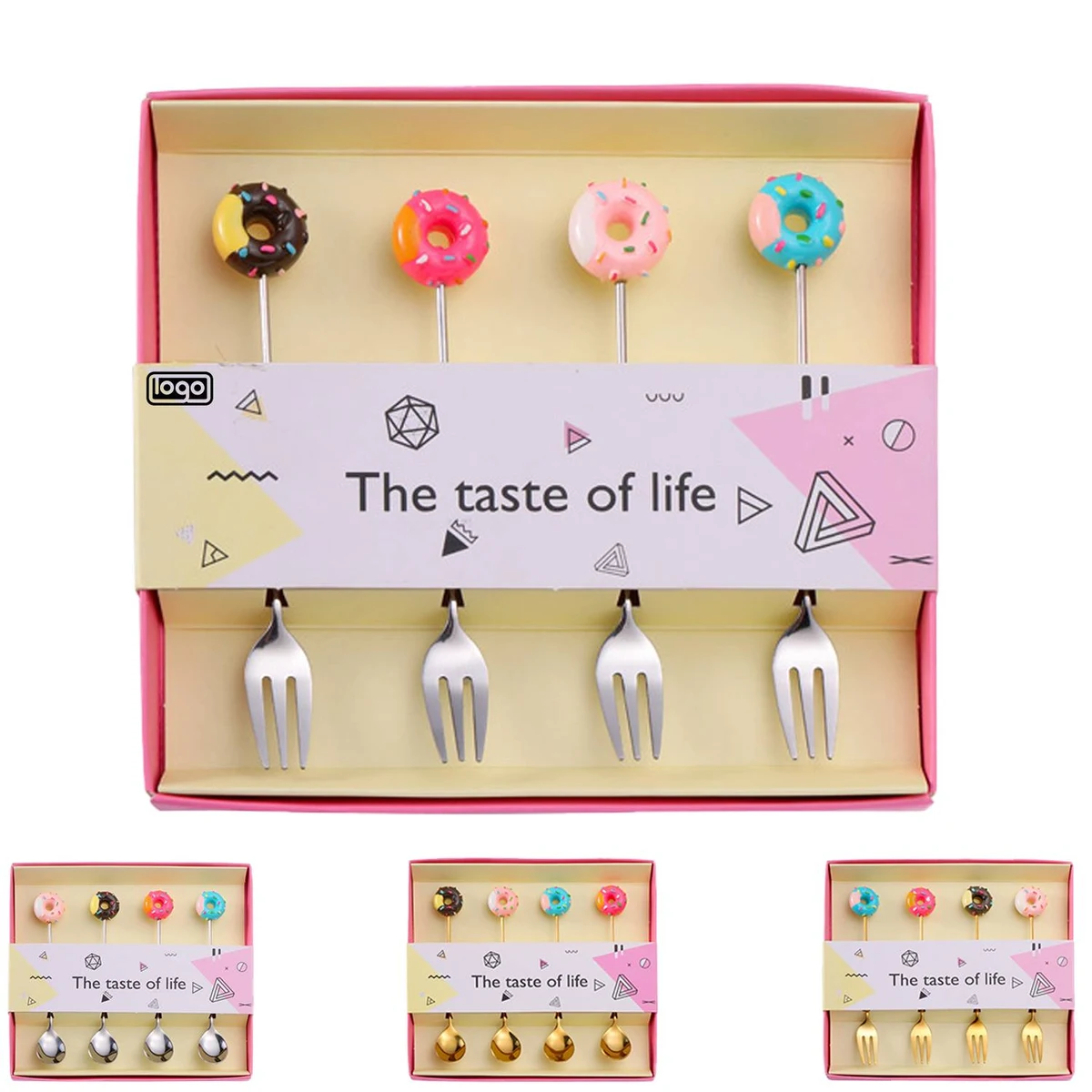 4PCS Donut Stainless Steel Dessert Coffee Fork Spoon 1
