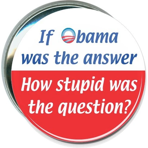 If Obama was the answer, Stupid question Anti-Obama Button 1
