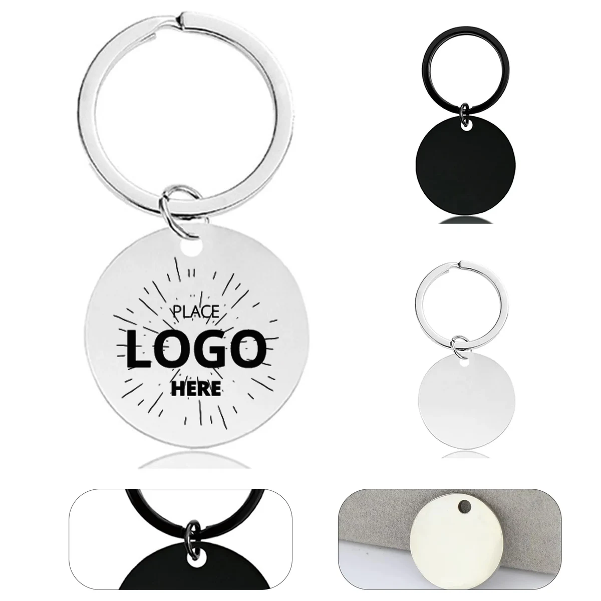 Stainless Steel Round Plate Keychain 1