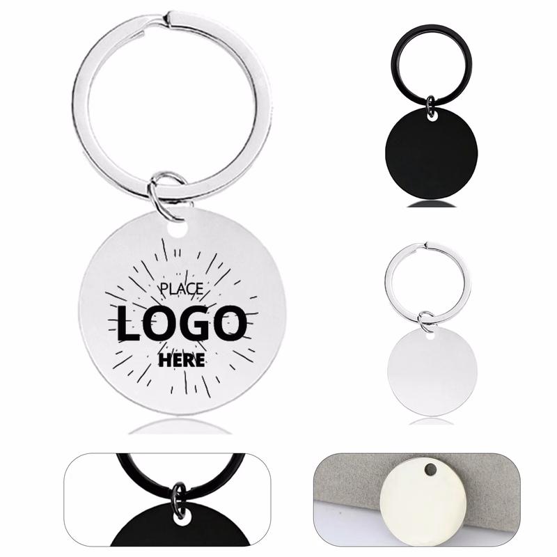 Stainless Steel Round Plate Keychain