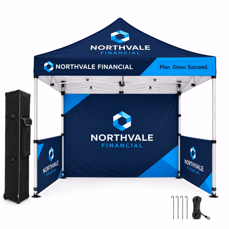 Full Tent Package, 10' Sublimated Tent kit, Single sided backwall and 2 Single sided half sidewalls